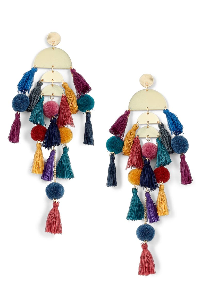 Stella + Ruby Calypso Tassel Earrings, Main, color, 