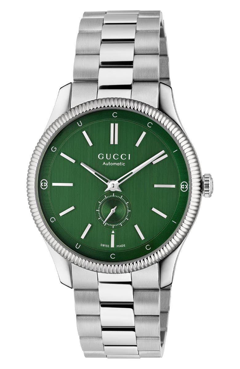 Gucci G-Timeless Automatic Bracelet Watch, 40mm, Main, color, Green/ Silver