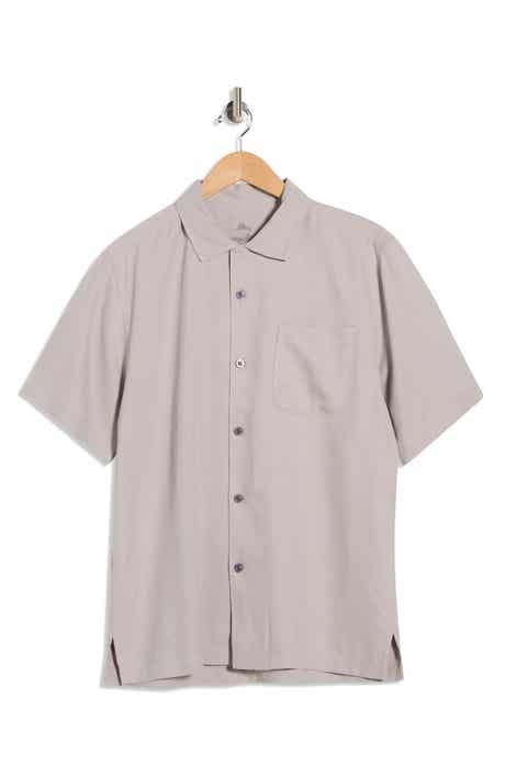 Tommy Bahama Herringbone Short Sleeve Silk Button-Up Camp Shirt