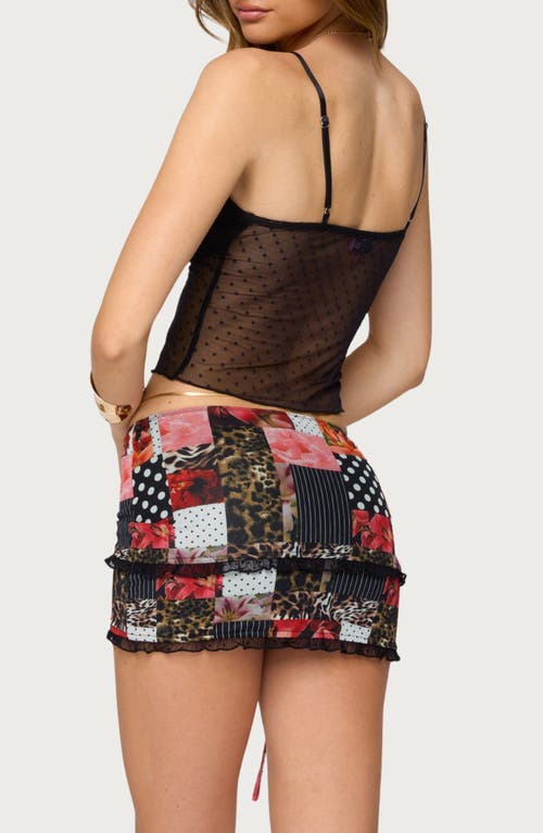 Edikted Kylo Sheer Mesh Crop Top In Black