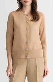 KASPER Rib Trim Cardigan