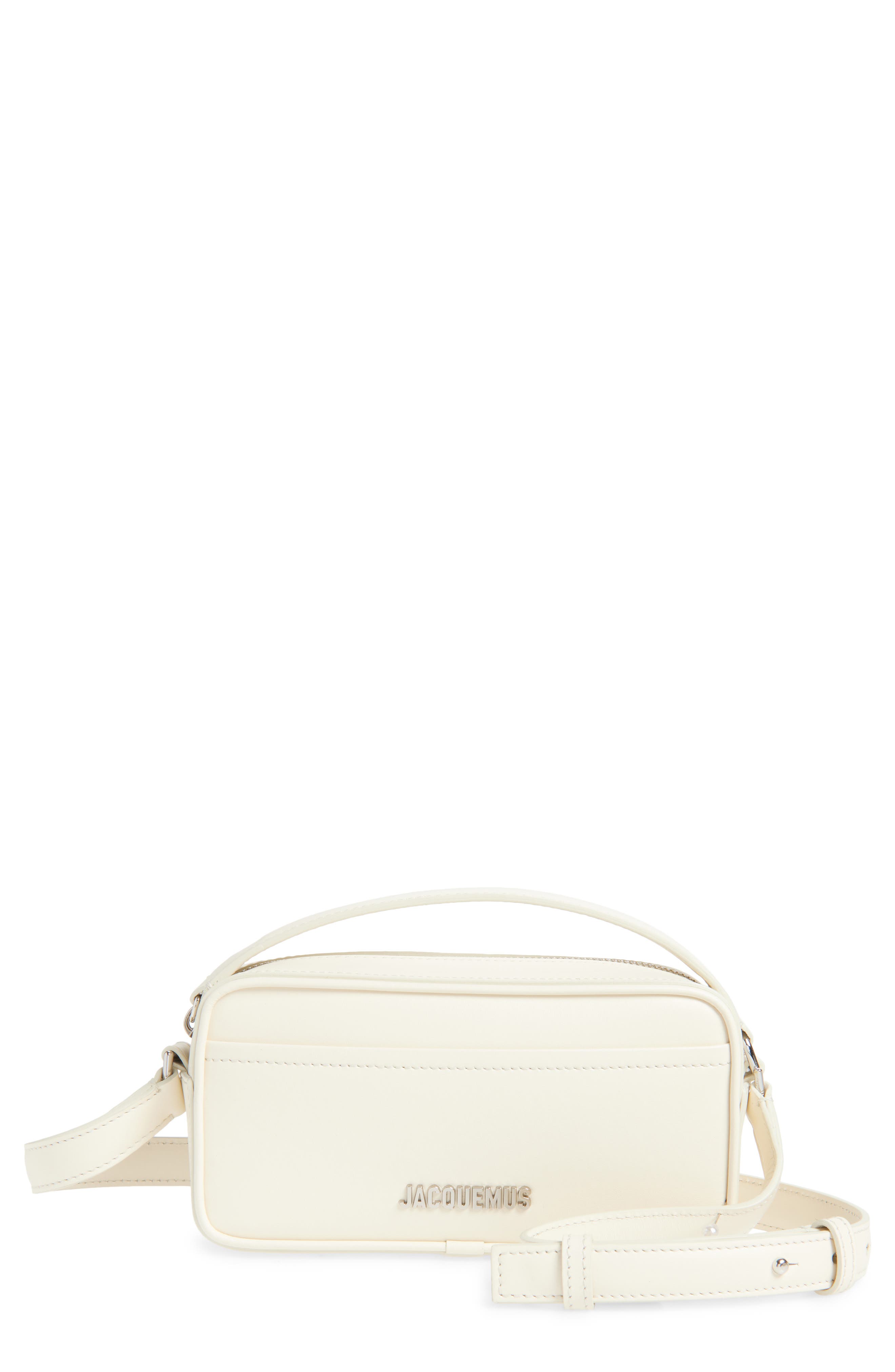Le Baneto Leather Camera Bag, Main, color, LIGHT IVORY 115