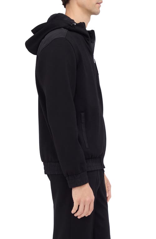 Bugatchi Hooded Long Sleeve Knit Top In Black