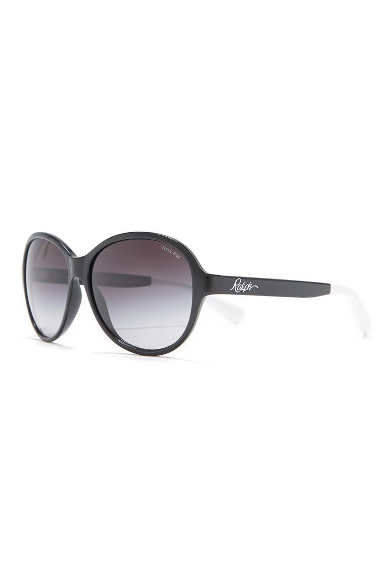 58mm Round Sunglasses, Alternate, color, BLACK