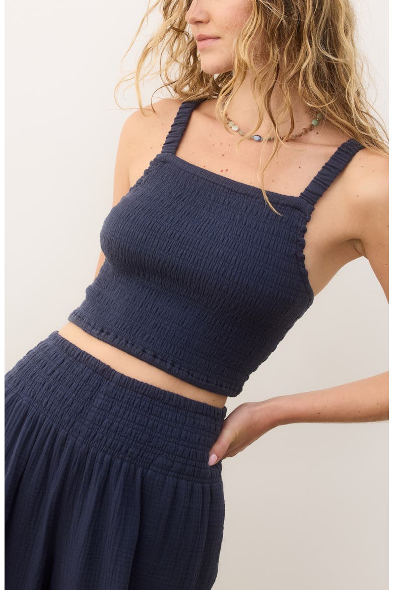 Lila Smocked Cotton Gauze Camisole, Alternate, color, INDIGO