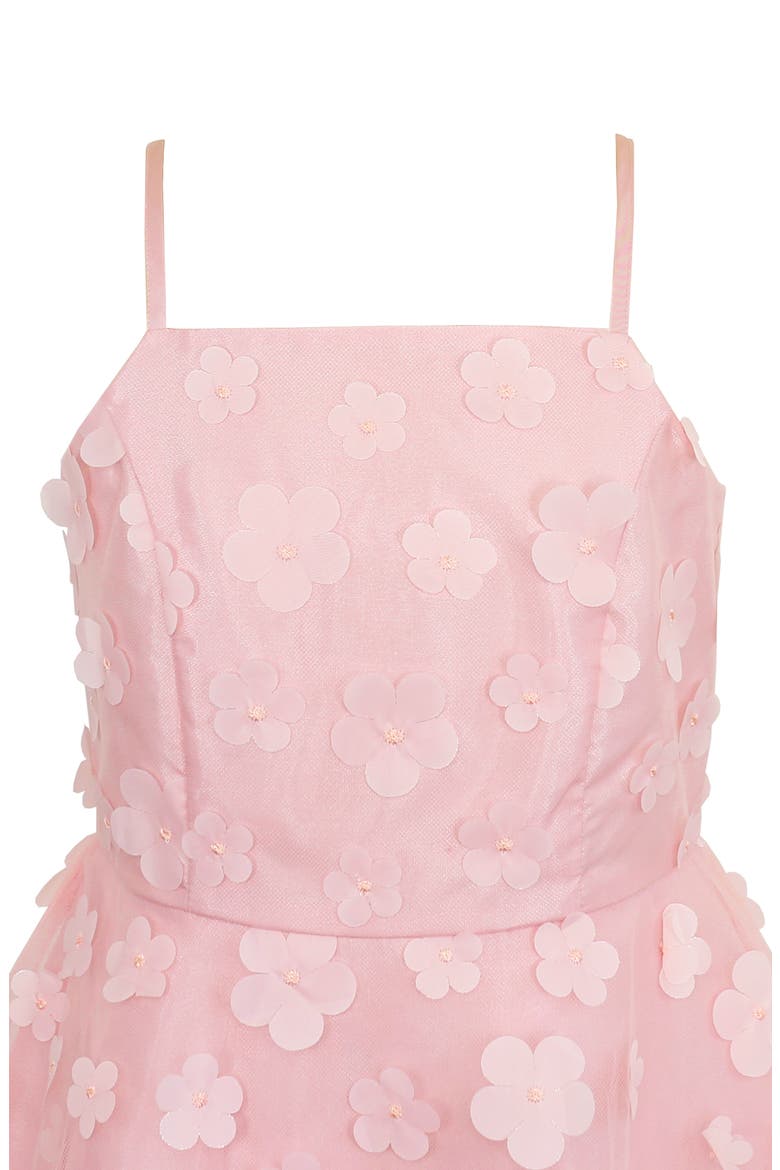 Kids' 3D Flower Mesh Dress, Alternate, color, BLUSH