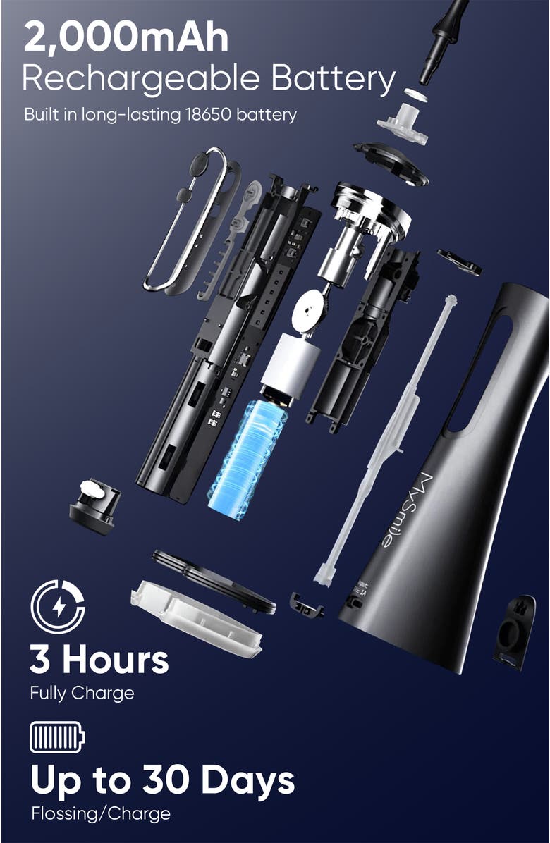 MySmile LP211 Cordless Water Flossers for Teeth, 260ML Reservoir, 5 Cleaning Modes, 8 Jet Tips, Alternate, color, Black