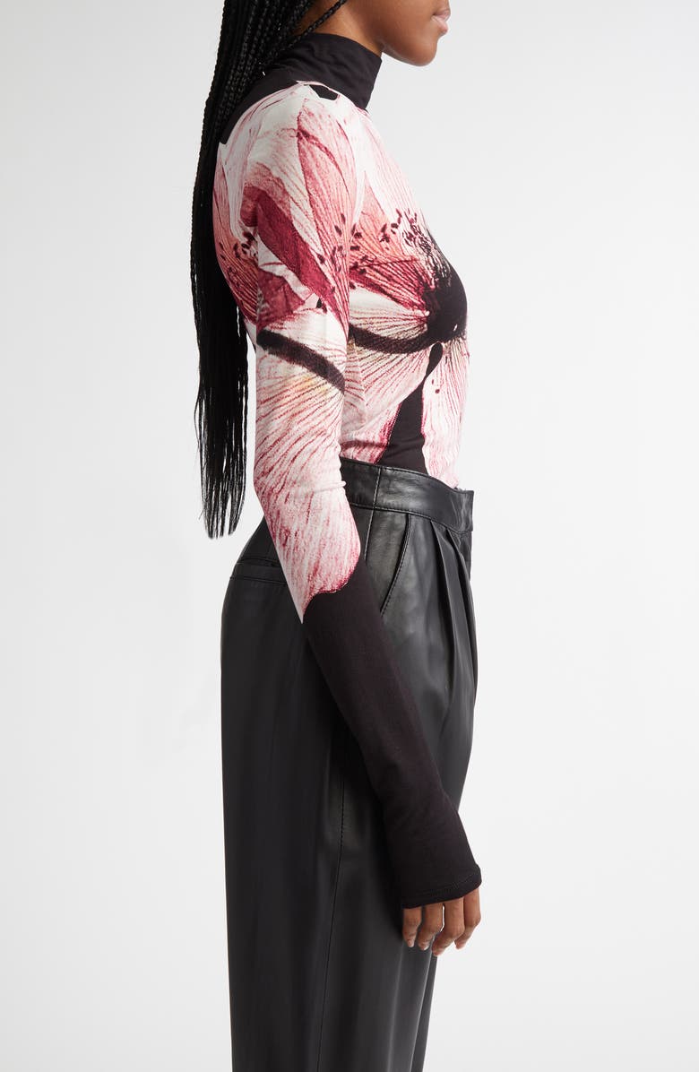 Alice + Olivia Delaina Floral Mock Neck Top, Alternate, color,