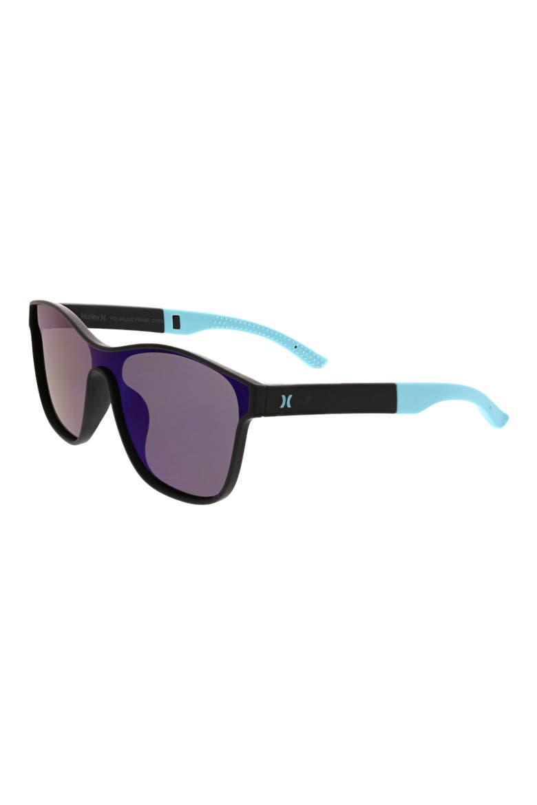 50mm Square Shield Polarized Sunglasses, Alternate, color, BLACK / BLUE