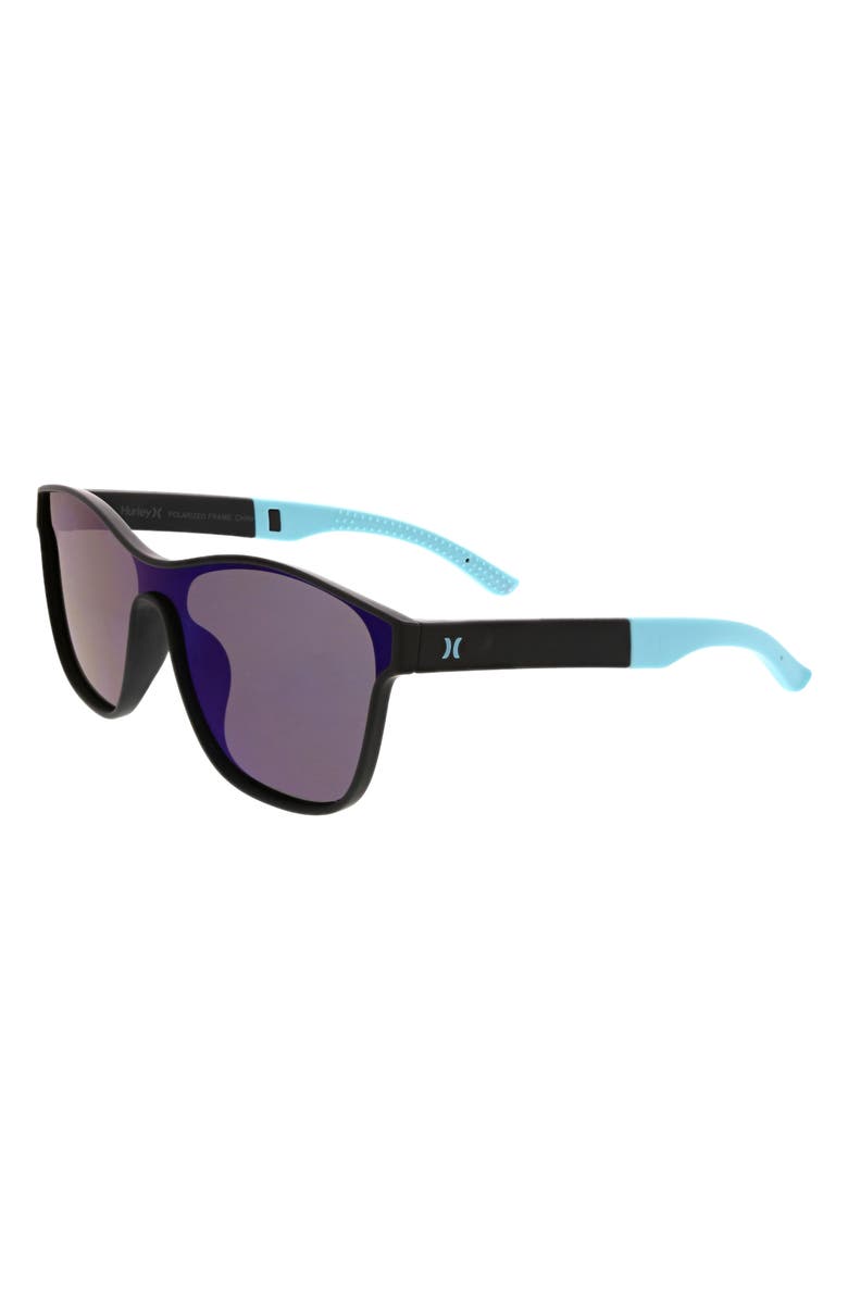 Hurley 50mm Square Shield Polarized Sunglasses, Alternate, color, Black / Blue