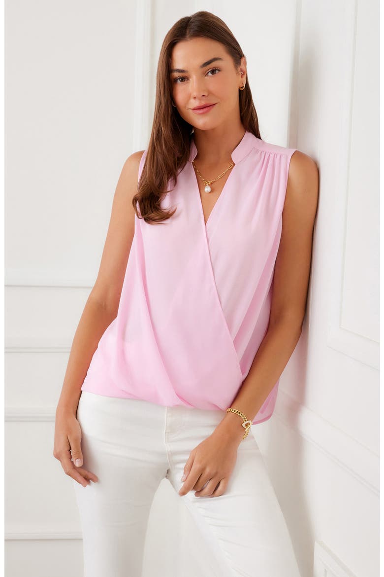 Sleeveless Crepe Top, Alternate, color, PINK
