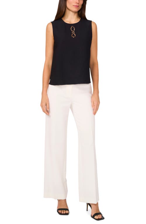 Shop Vince Camuto Lattice Inset Keyhole Back Sleeveless Top In Rich Black