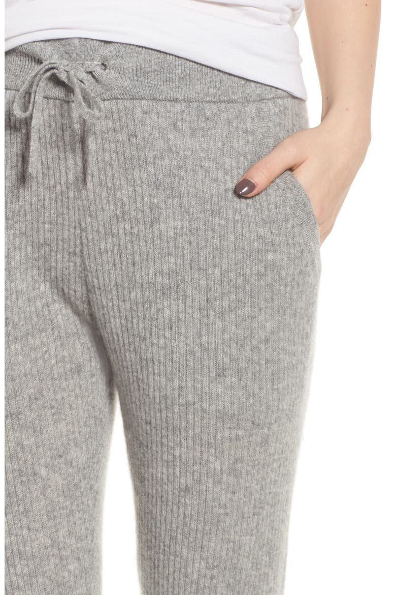 Ribbed Cashmere Leggings, Alternate, color, HEATHER GREY