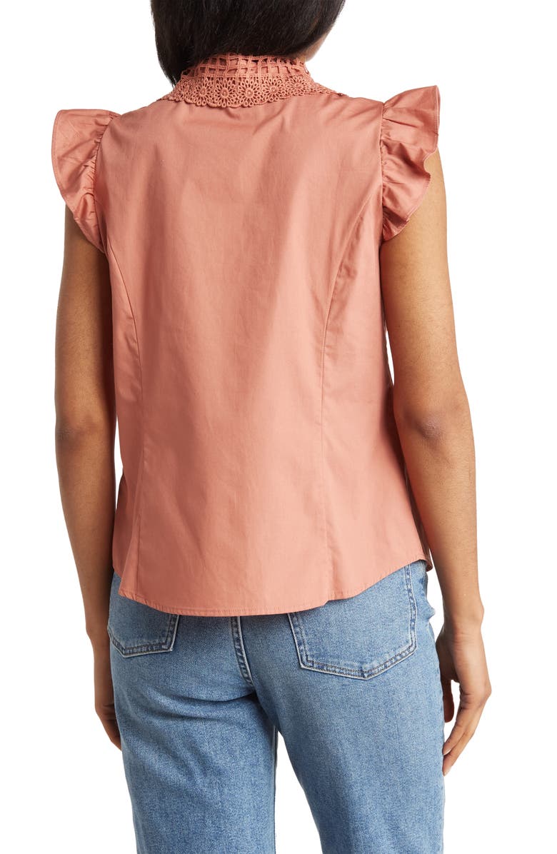 CHENAULT Flutter Sleeve Crochet Top, Alternate, color, 