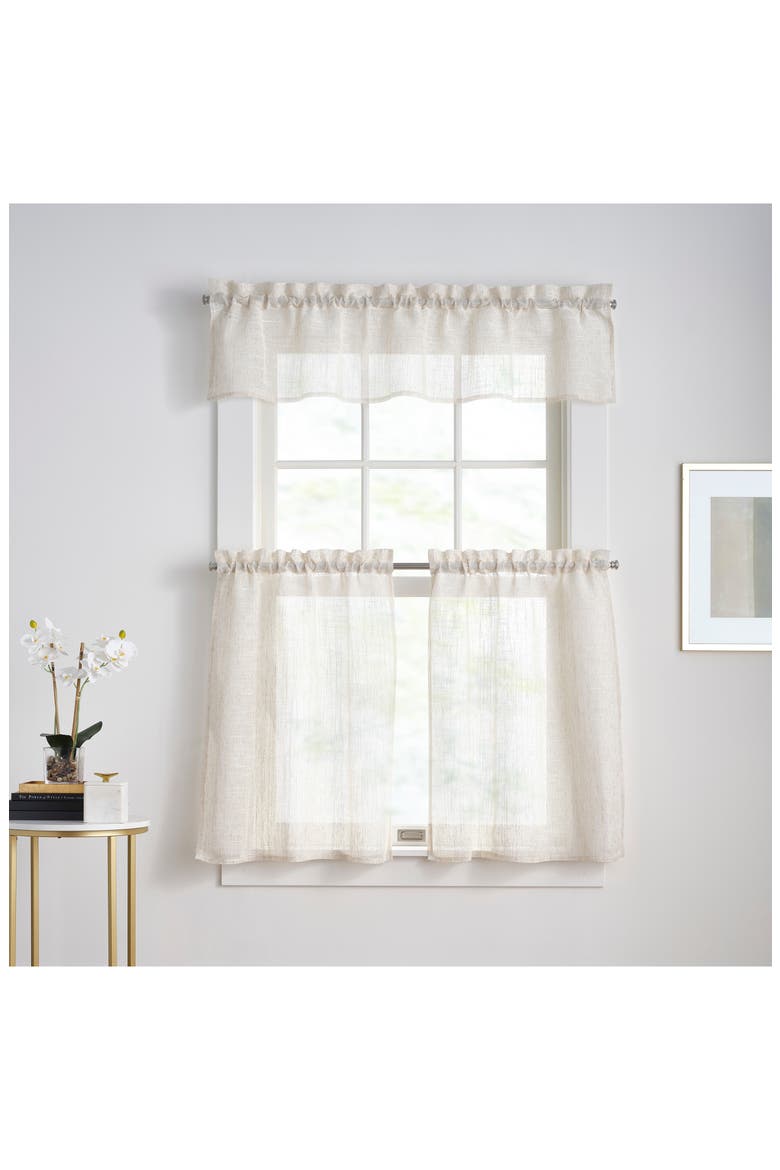 Set of 2 Classic Sheer Tier Curtain Panels, Alternate, color, LINEN