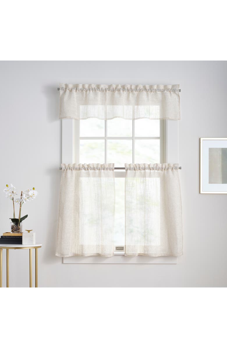 DKNY Set of 2 Classic Sheer Tier Curtain Panels, Alternate, color, Linen