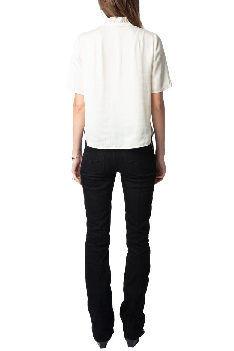 Topher Ruffle Neck Satin Popover Top, Alternate, color, FLAKE