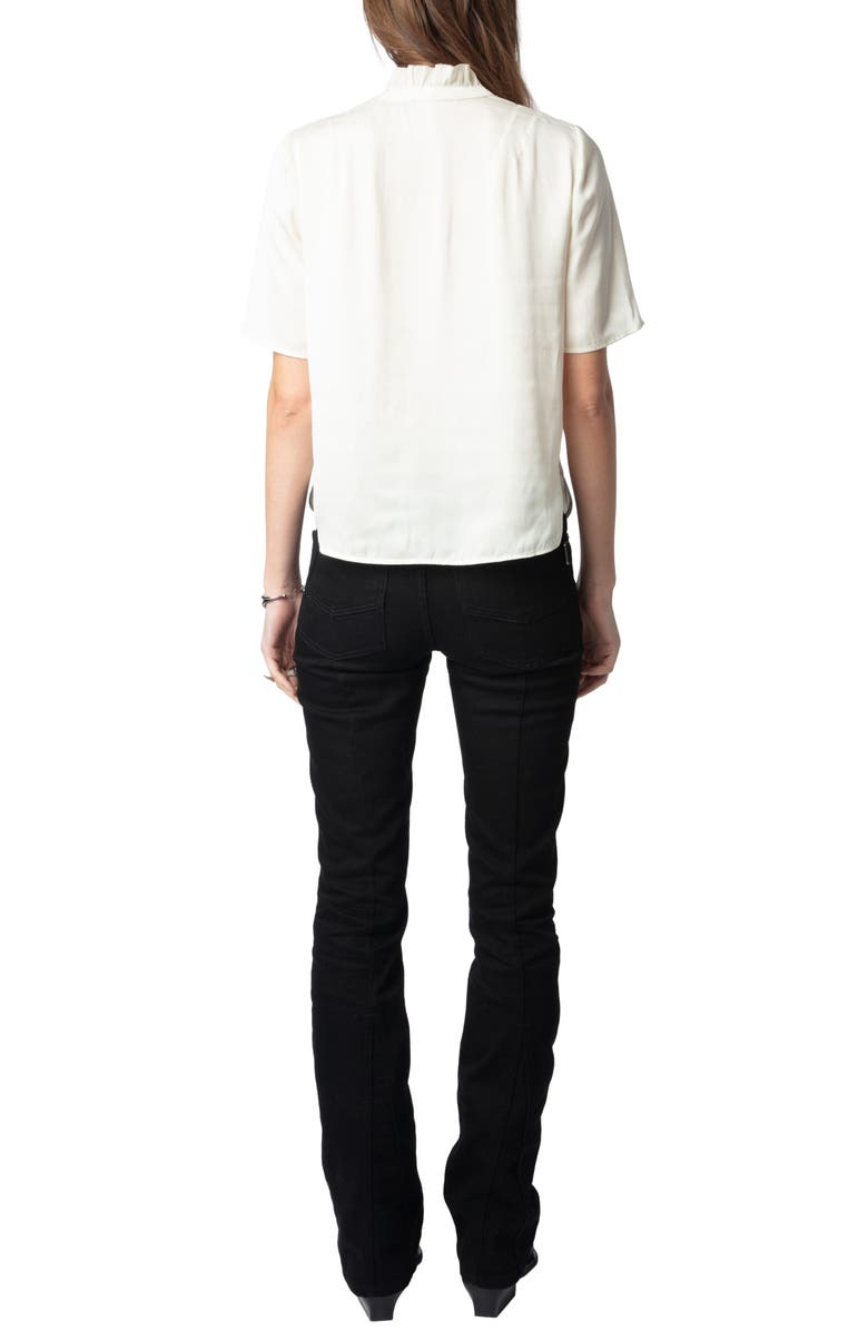 Zadig & Voltaire Topher Ruffle Neck Satin Popover Top, Alternate, color, Flake