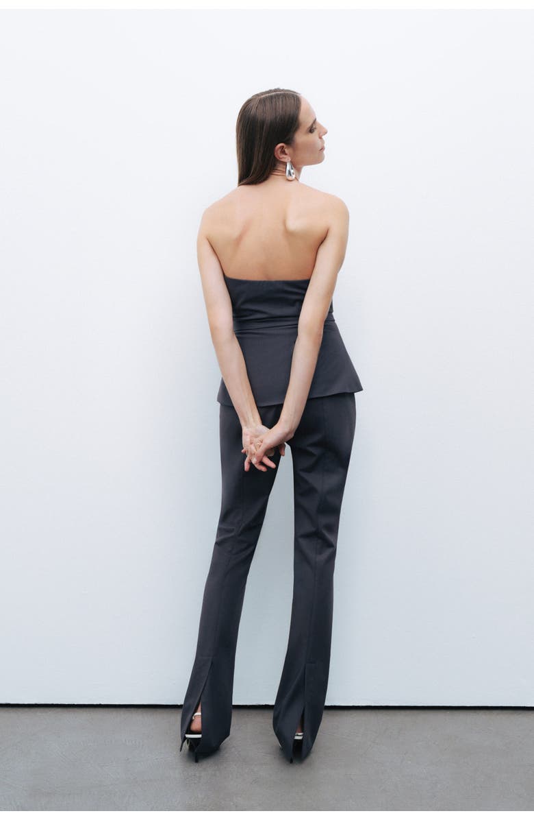 Nocturne Strapless Structured Blouse with Front Zip Closure, Alternate, color, 