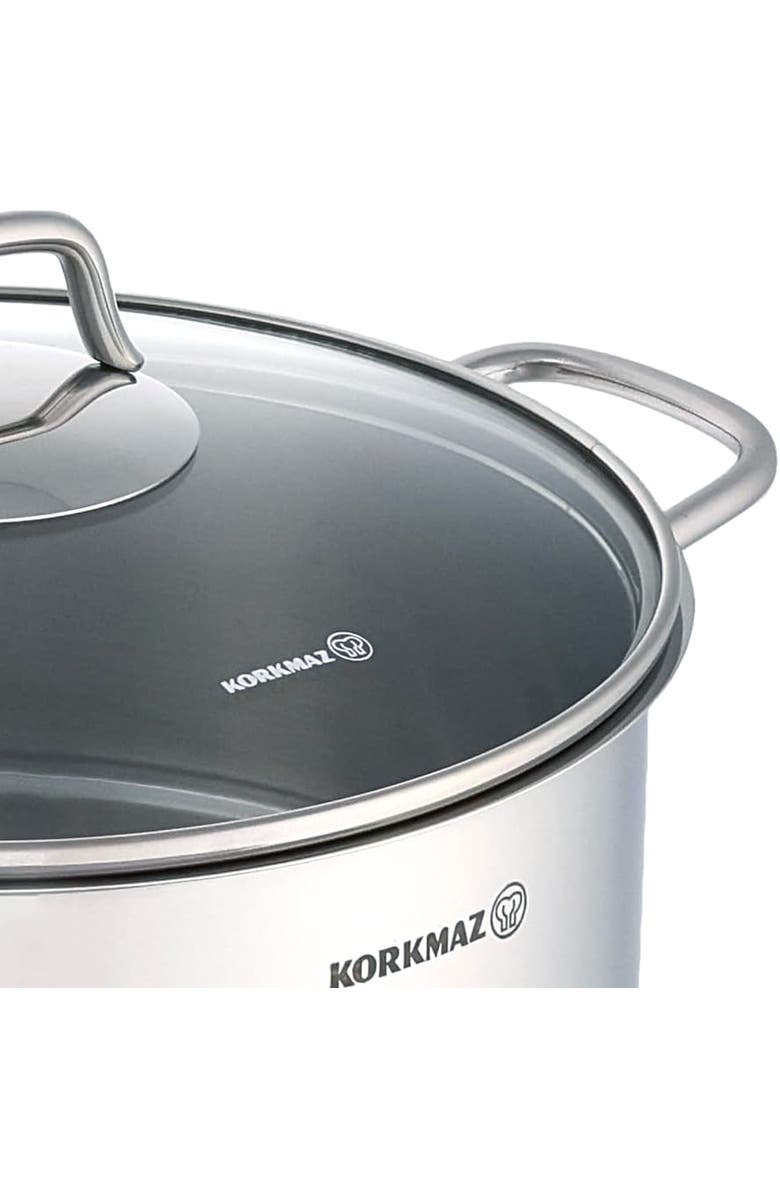 Korkmaz Perla 2 Piece 6.8 Liter Stainless Steel Casserole with Lid, Alternate, color, Silver