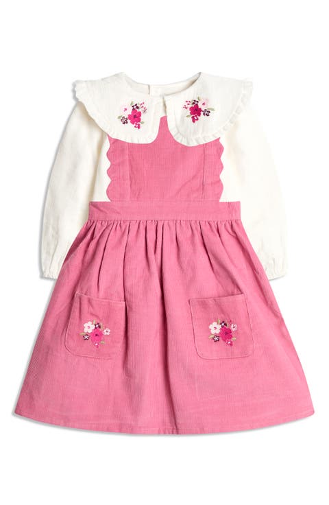 Embroidered Cotton Shirt & Corduroy Pinafore Dress Set (Baby)