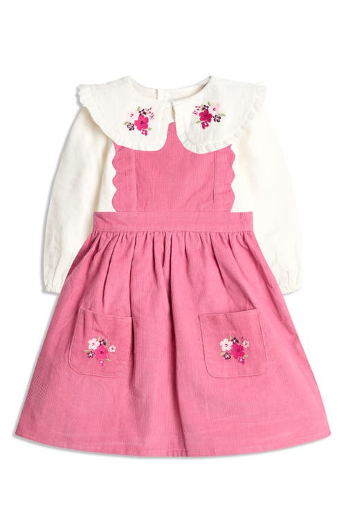 Jojo Maman Bébé Jojo Maman Bebe Embroidered Cotton Shirt & Corduroy Pinafore Dress Set In Multi