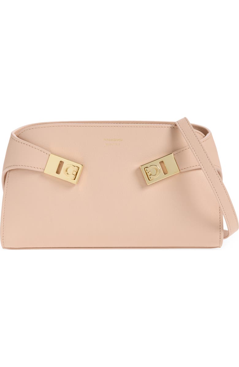 FERRAGAMO Hug East/West Crossbody Bag, Main, color, Dusty Pink Dusty Pink