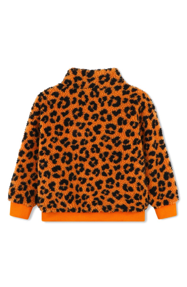 KENZO Kids' Faux Shearling Quarter Zip Sweatshirt, Alternate, color, Ginger