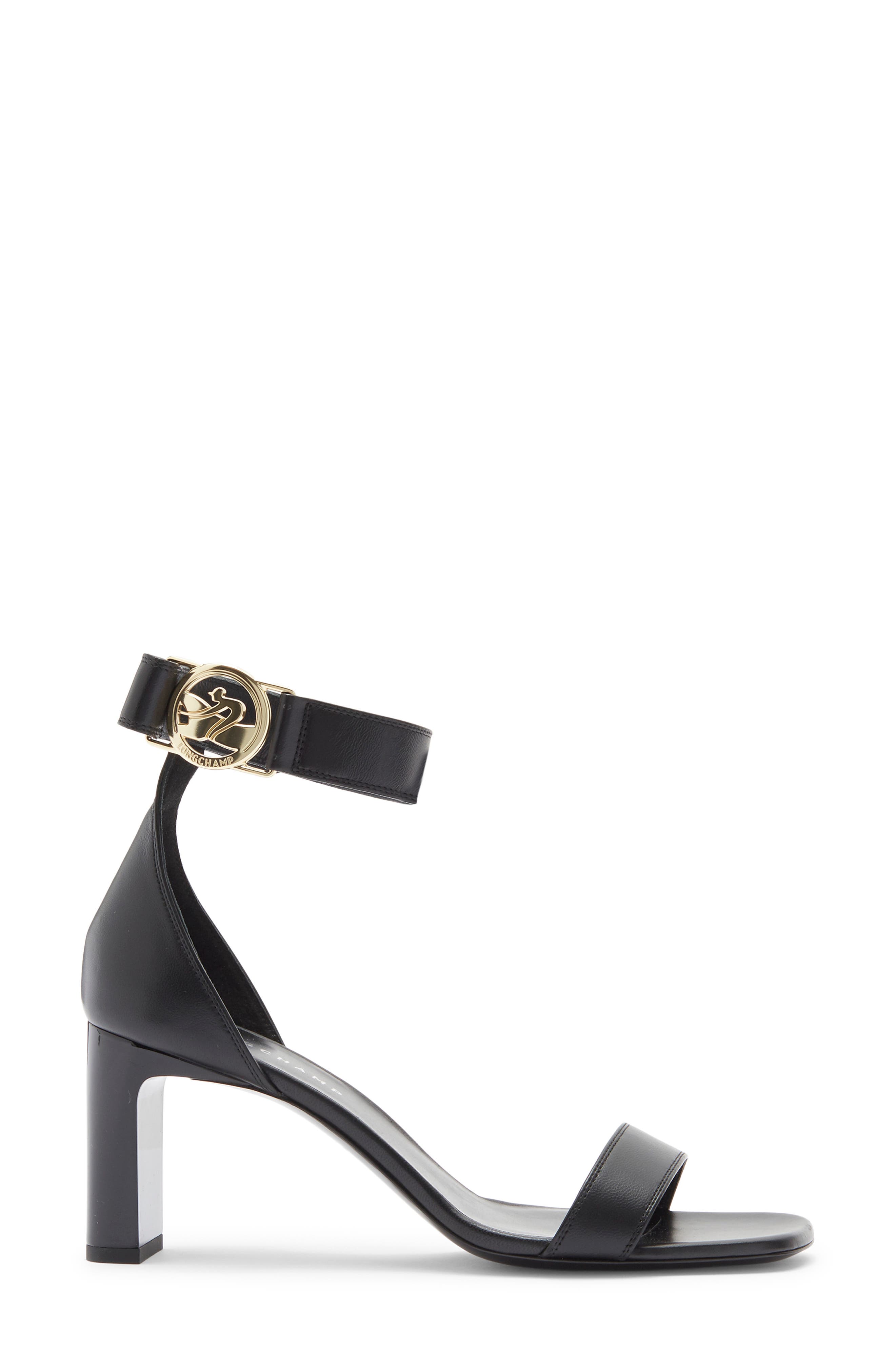 Longchamp Ankle Strap Sandal, Alternate, color, Black