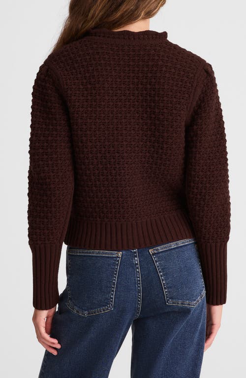 Madewell Scalloped Merino Wool Blend Cardigan Damson In Brown