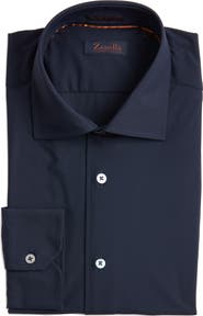 Zanella Piccadilly Solid Knit Nylon Blend Dress Shirt