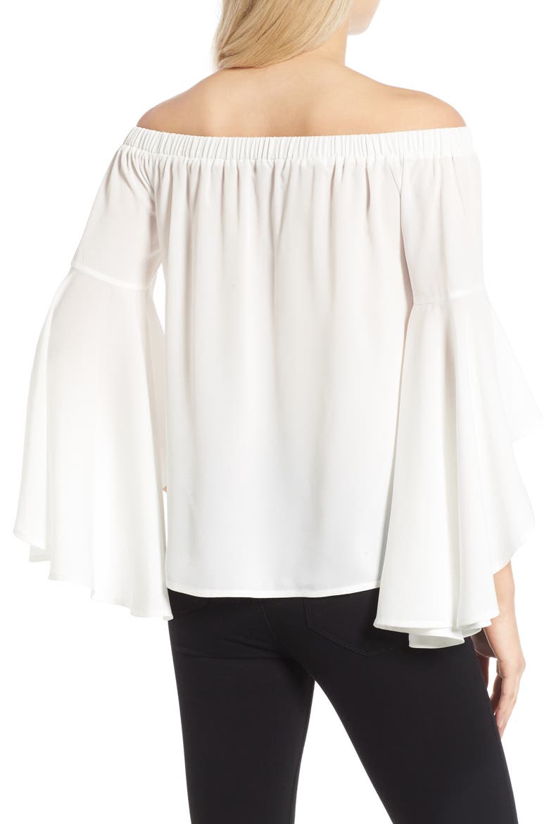 Bell Sleeve Off the Shoulder Top, Alternate, color, WHITE SNOW