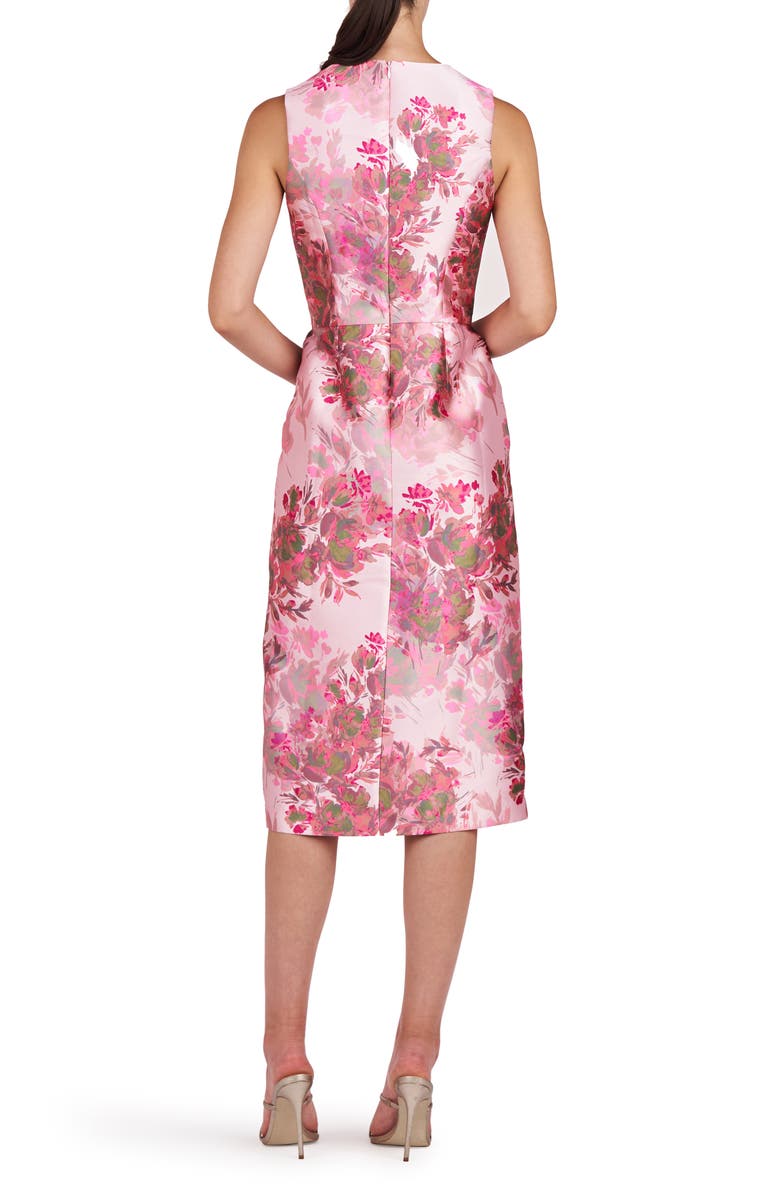 Kay Unger Adriana Floral Sleeveless Satin Sheath Dress, Alternate, color, 