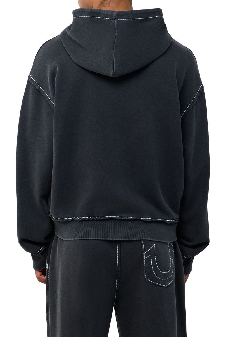 Big T Appliqué Boxy Hoodie, Alternate, color, JET BLACK