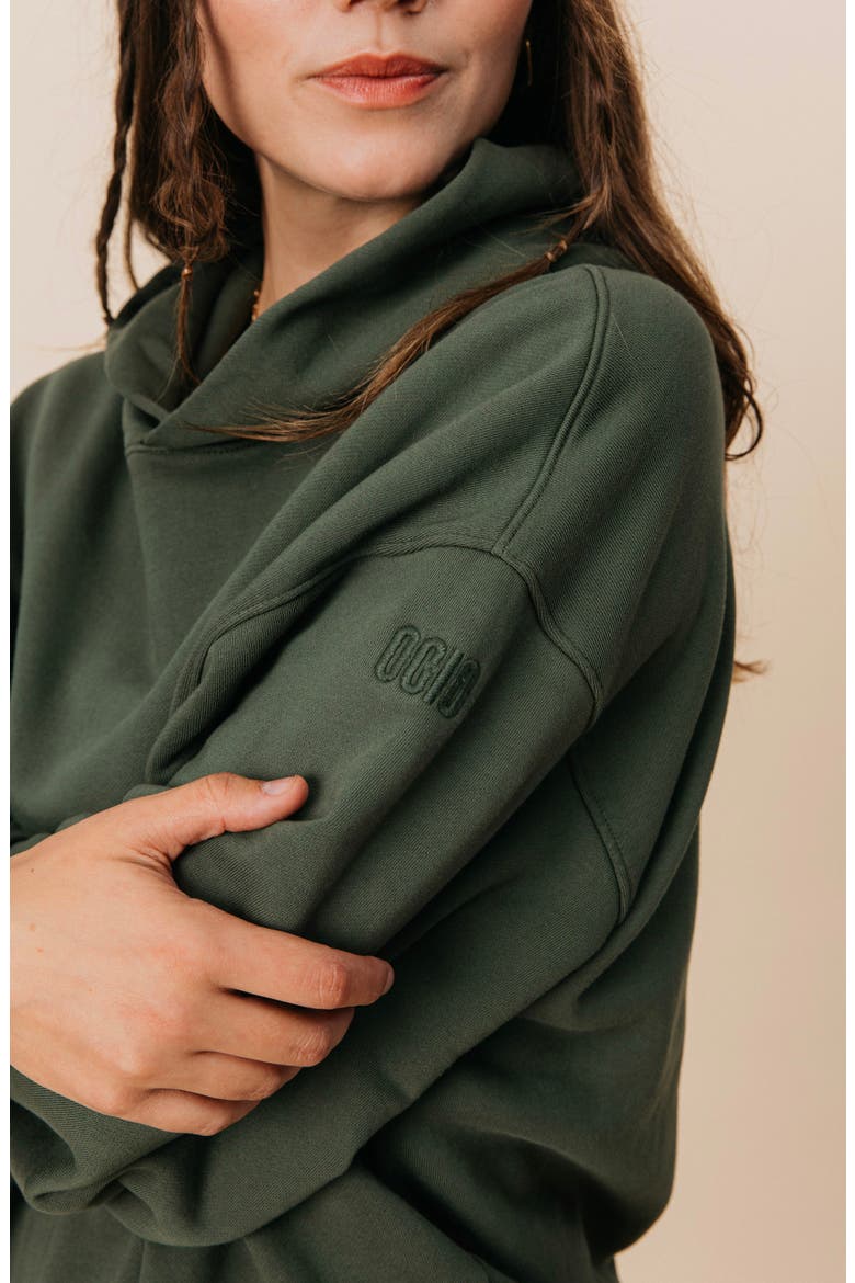 Women's Organic Cotton Teddy Oversized Hoodie, Alternate, color, Spruce