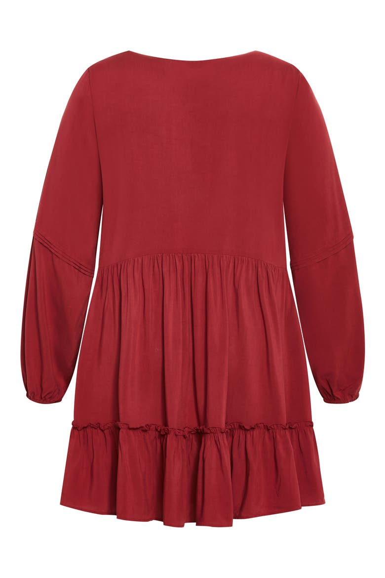 Mira Long Sleeve Tiered Minidress, Alternate, color, RED