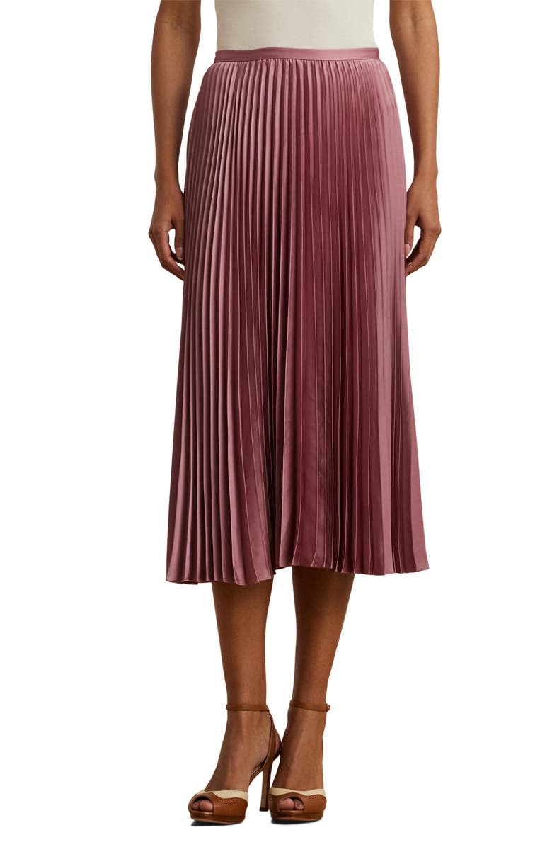 Lauren Ralph Lauren Pleated Charmeuse Midi Skirt, Main, color,