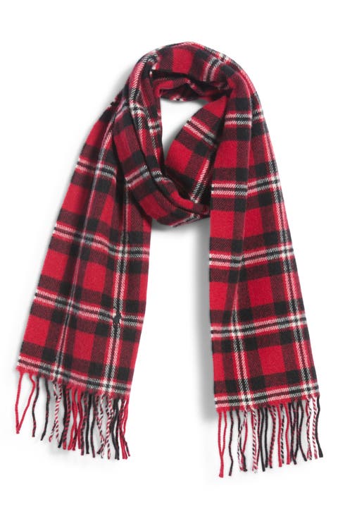 Plaid Recycled Wool Blend Scarf