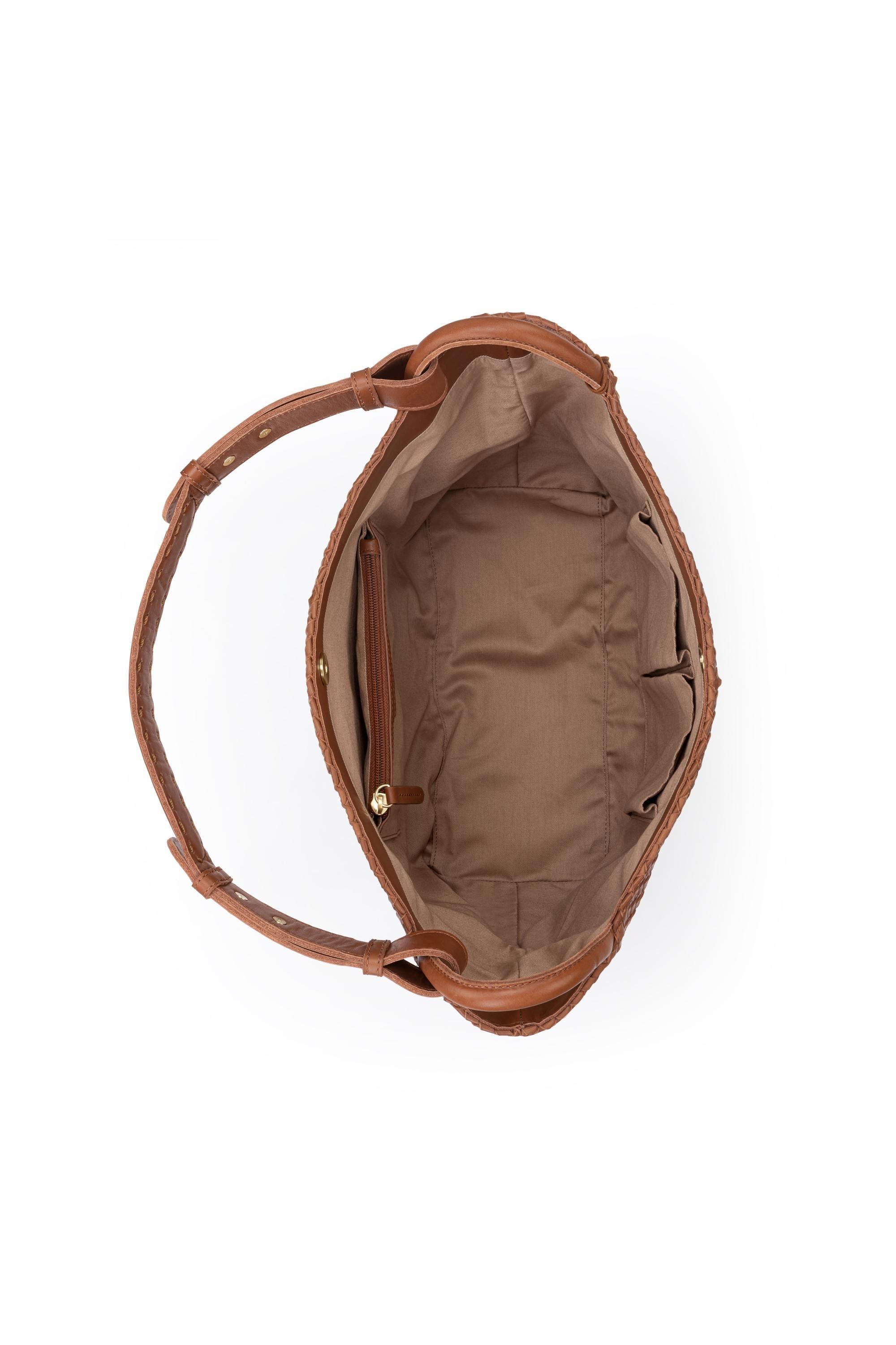 The Sak Los Feliz Medium Tote Woven Leather Bag, Alternate, color, Cognac Woven