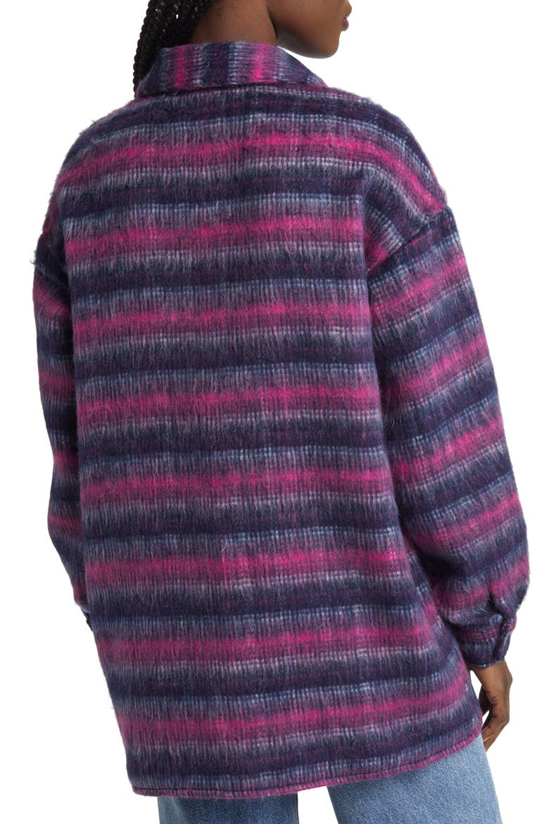 Lulla Stripe Recycled Polyester Blend Shacket, Alternate, color, FESTIVAL FUCHSIA