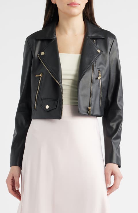 Faux Leather Crop Moto Jacket