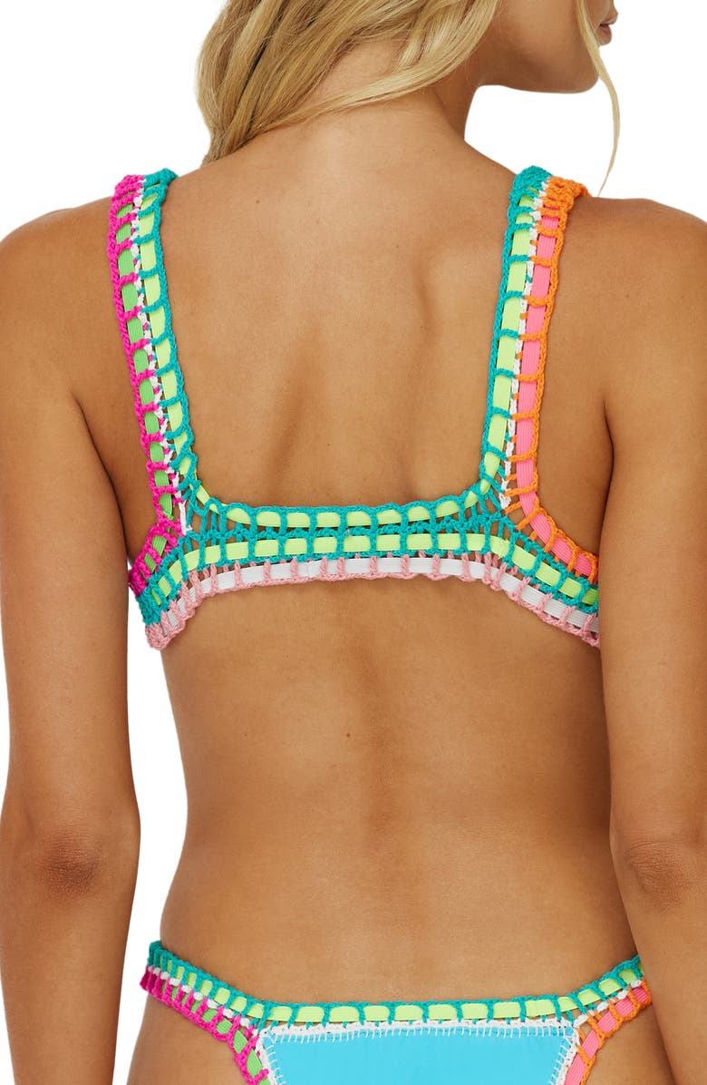 PQ SWIM Colorful Whipstitch Trim Triangle Bikini Top, Alternate, color,