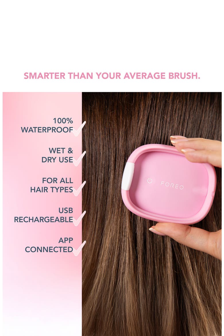 Flip LED Detangling Hairbrush, Alternate, color, PEARL PINK