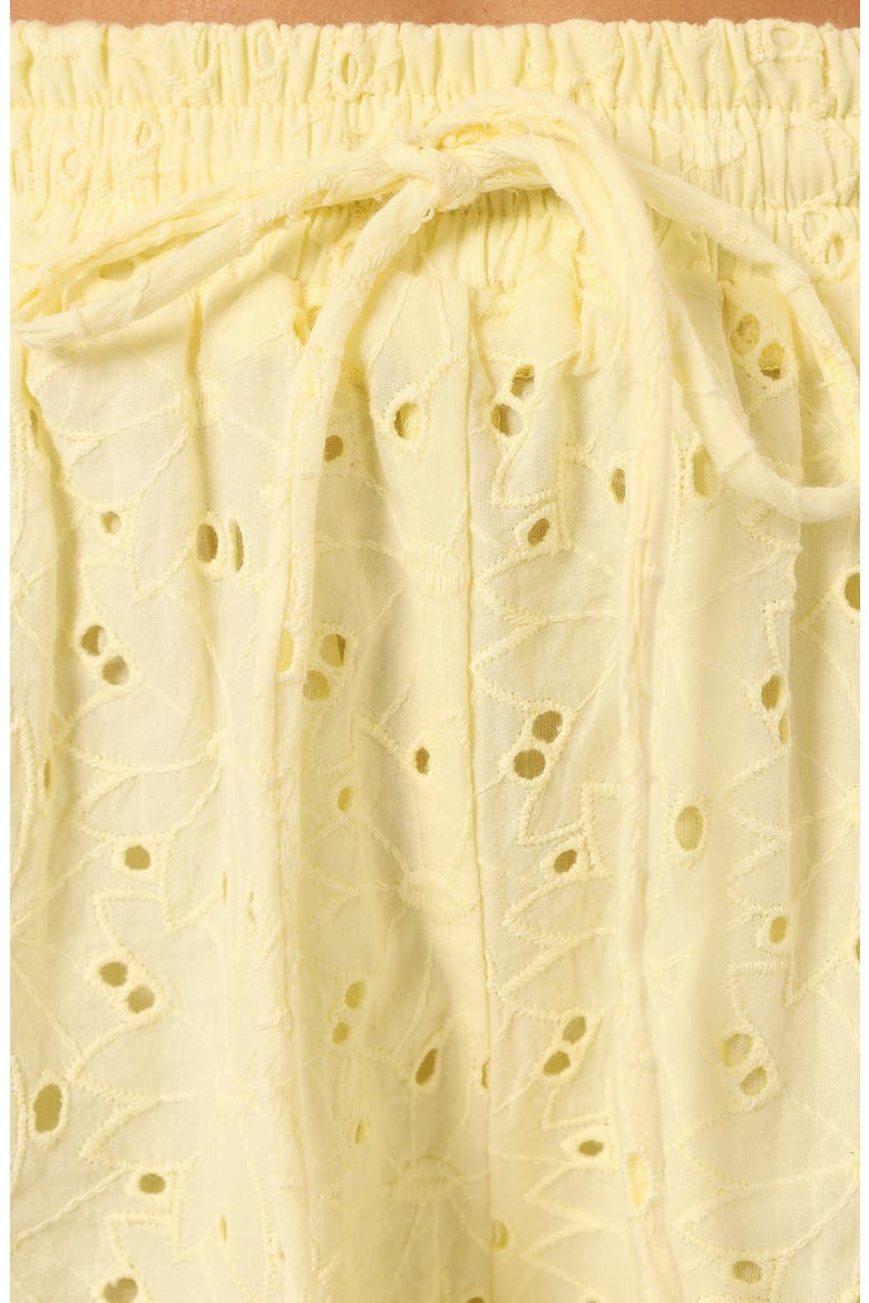 Dazie Eyelet Drawstring Shorts, Alternate, color, LEMON