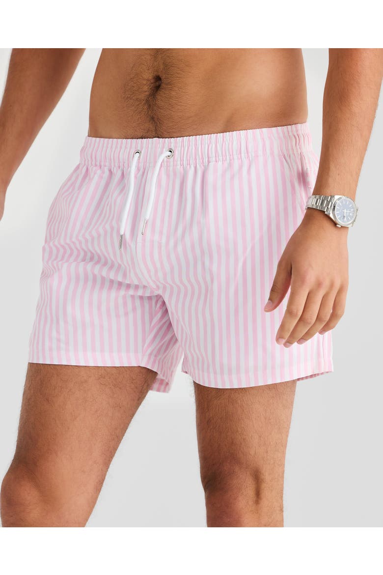 Hvar Stretch Swim Short, Alternate, color, Pink Pin Stripe