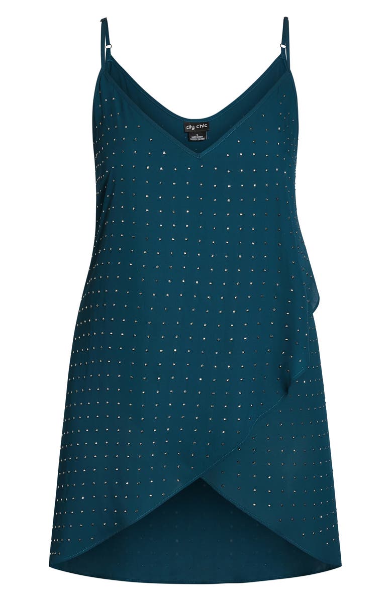 City Chic Embellished High-Low Camisole, Alternate, color, Emerald