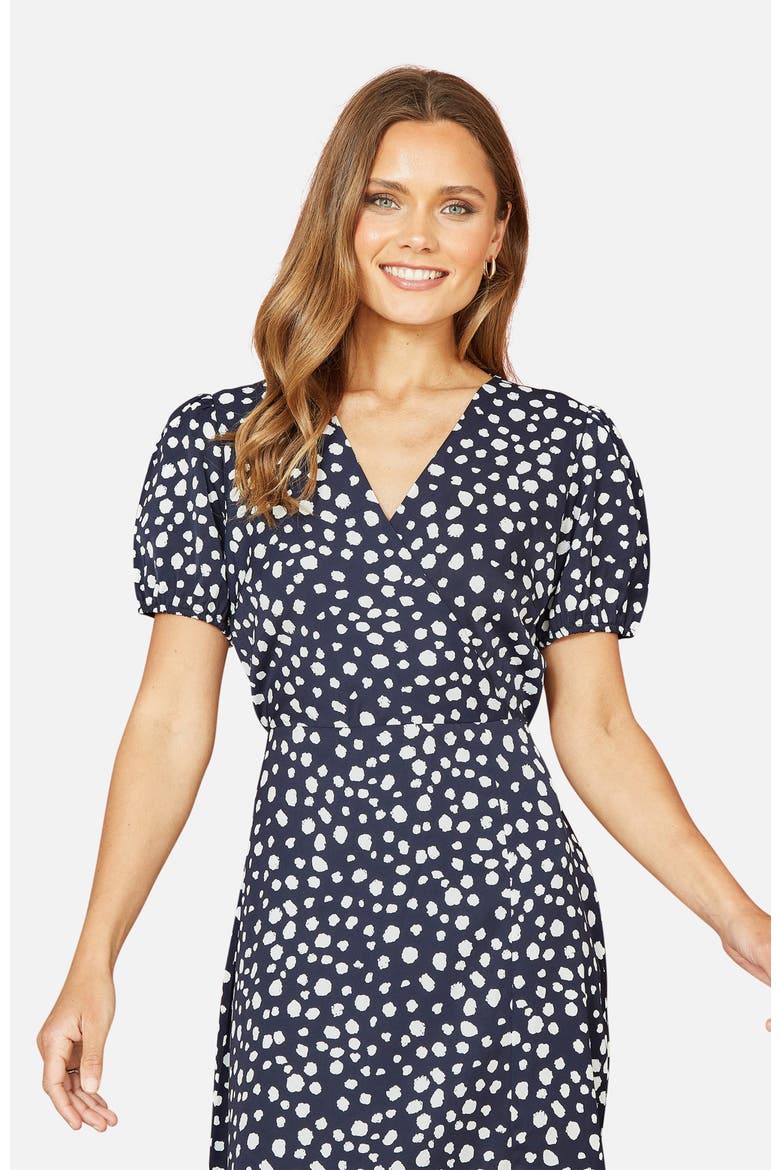 Spot Midi Tea Dress, Alternate, color, Navy