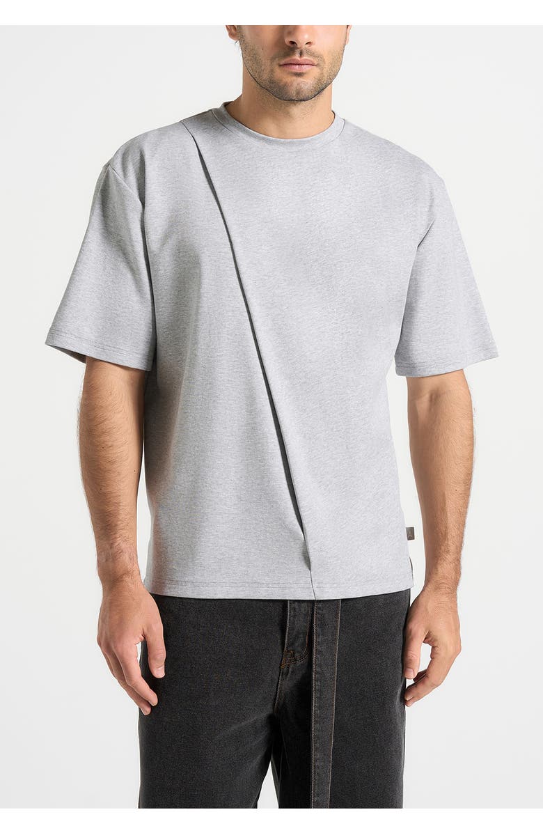 Manière De Voir Hugo Relaxed Fit Cotton T-Shirt With Pleat, Alternate, color, Grey