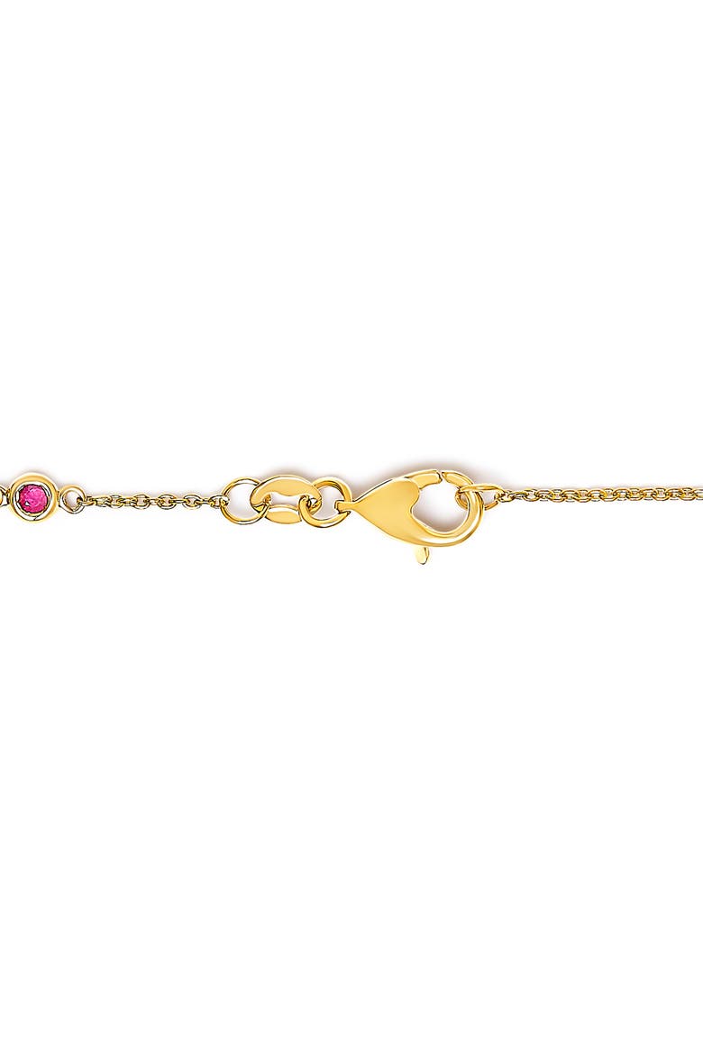 14K Yellow Gold Alternating Red Ruby and White Diamond Bezel Station Chain Bracelet, Alternate, color, Yellow