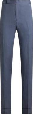 Ralph Lauren Purple Label Gregory Flat Front Silk & Linen Trousers